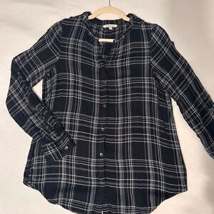 Calvin Klein Black and White Plaid Button-Up Shirt